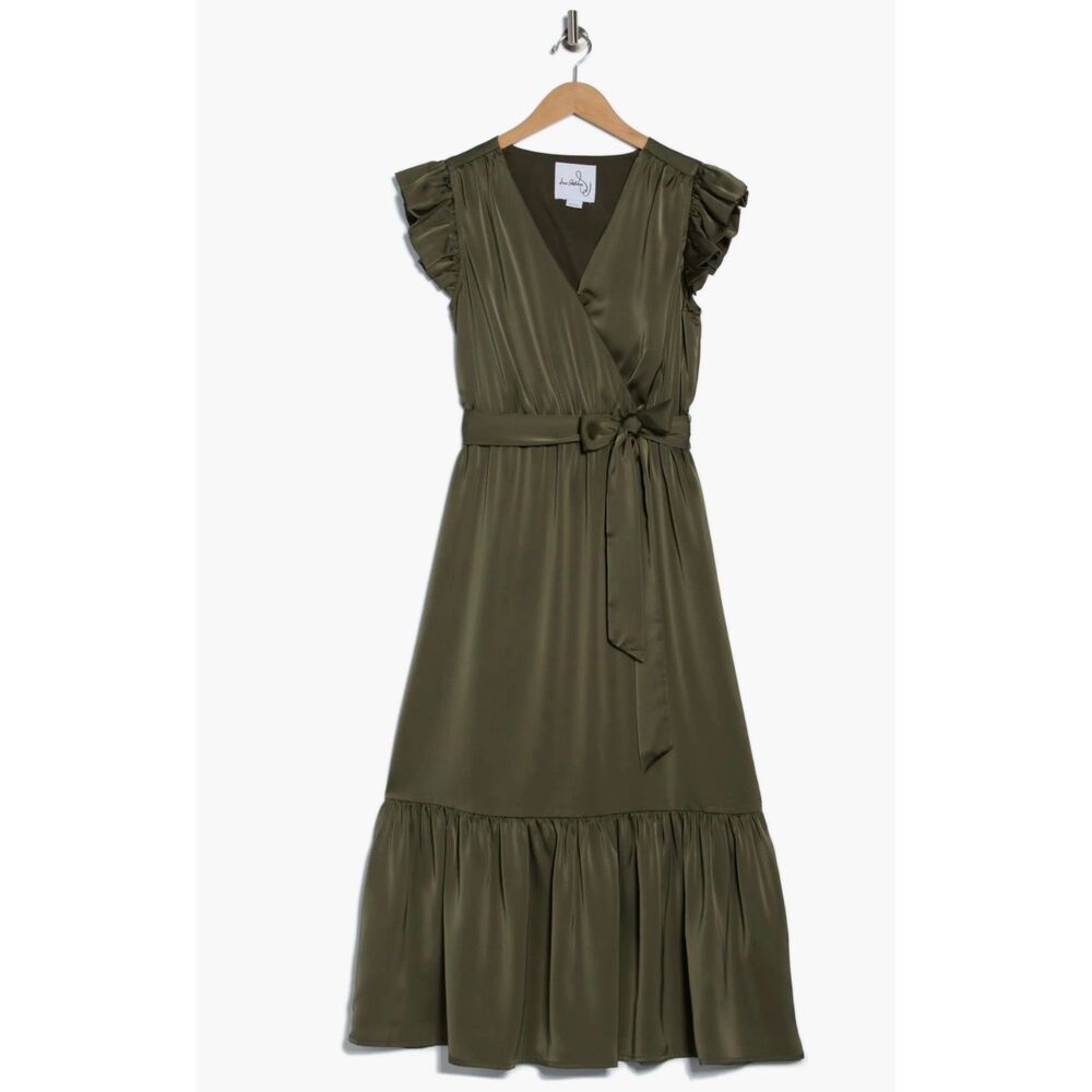 SAM EDELMAN GREEN SMOCKED ELASTIC WAIST DRESS SIZE 6 NWT - Picture 2 of 8